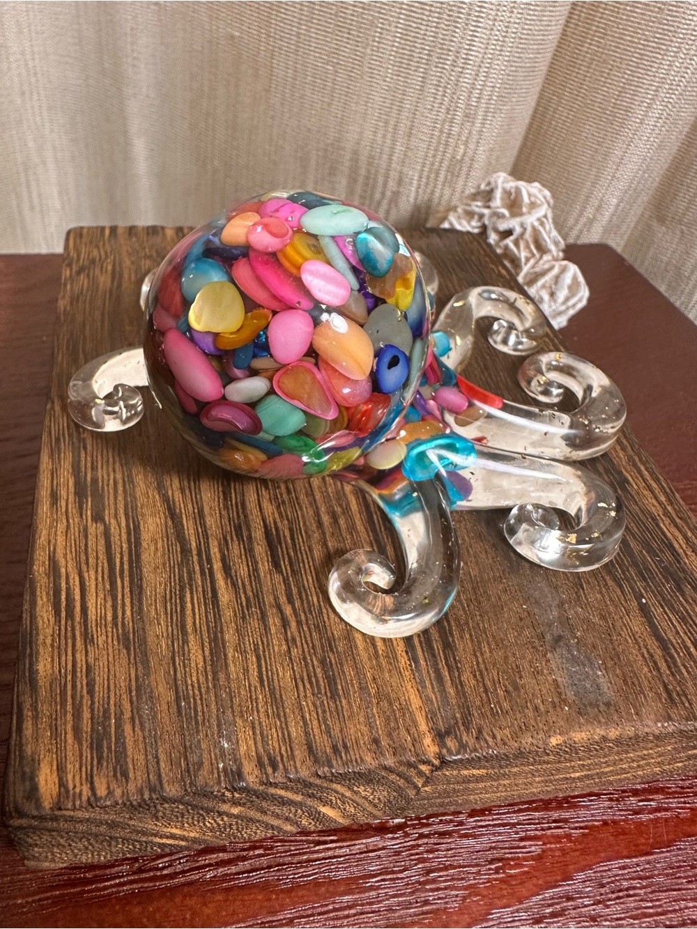 Resin and Rainbow Multi Colored Crystal Chips Octopus Figure - Picture 4 of 10